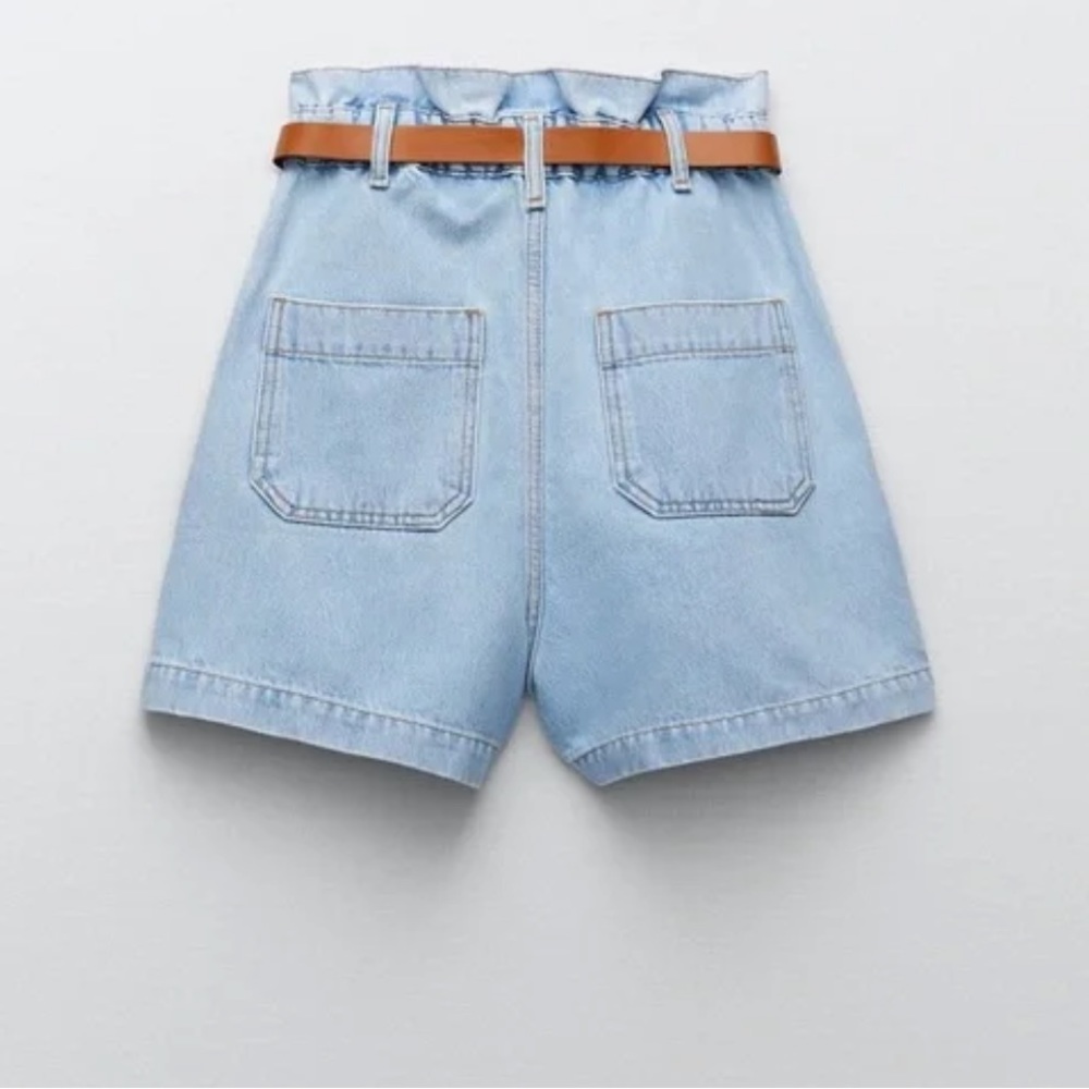 Zara denim paper bag shorts with belt - Picture 5 of 5